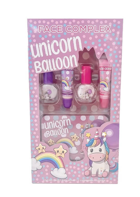 Face Complex confezione unicorn Balloon ( 2 smalti+lip balm+ box latta)