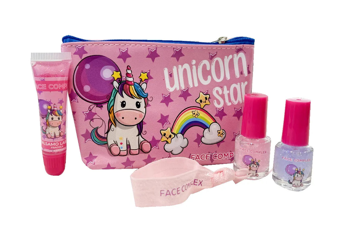 Face Complex confezione unicorn star (2 smalti+ 1 balsamo+pochette+elastico+lima)