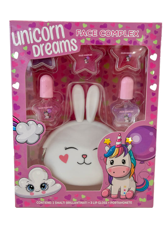 Face Complex confezione unicorn dreams ( 3 lip gloss + 2 smalti + portamonete)